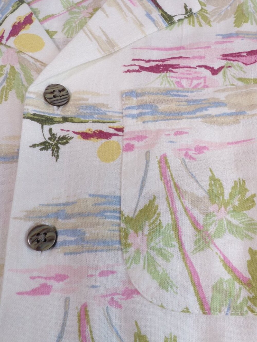 NWT George Hawaiian Camp Shirt in Cream Beach